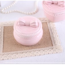 Ceramic Round Favor Boxes (Pink,White)