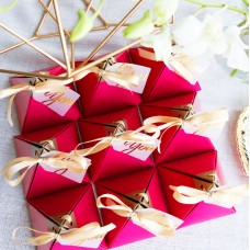  Elegant Triangle Pyramid Red Raper Candies Boxes 